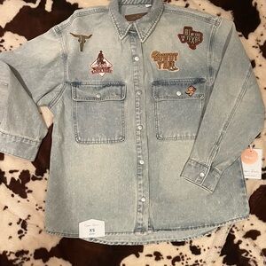 Denim Jacket with Texas Patches